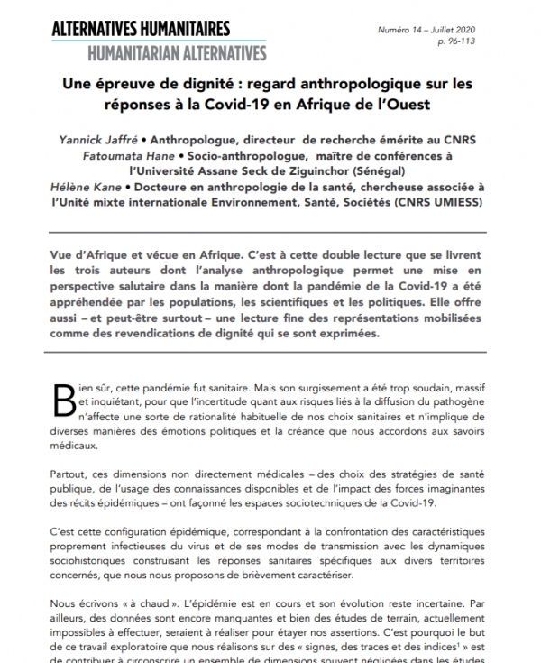 Une épreuve de dignité : regard anthropologique sur les réponses à la Covid-19 en Afrique de l’Ouest